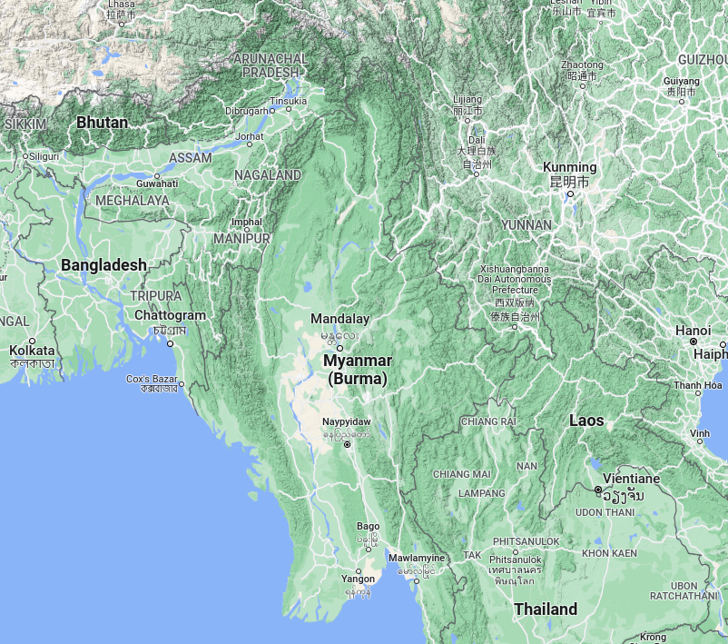 kart over Myanmar